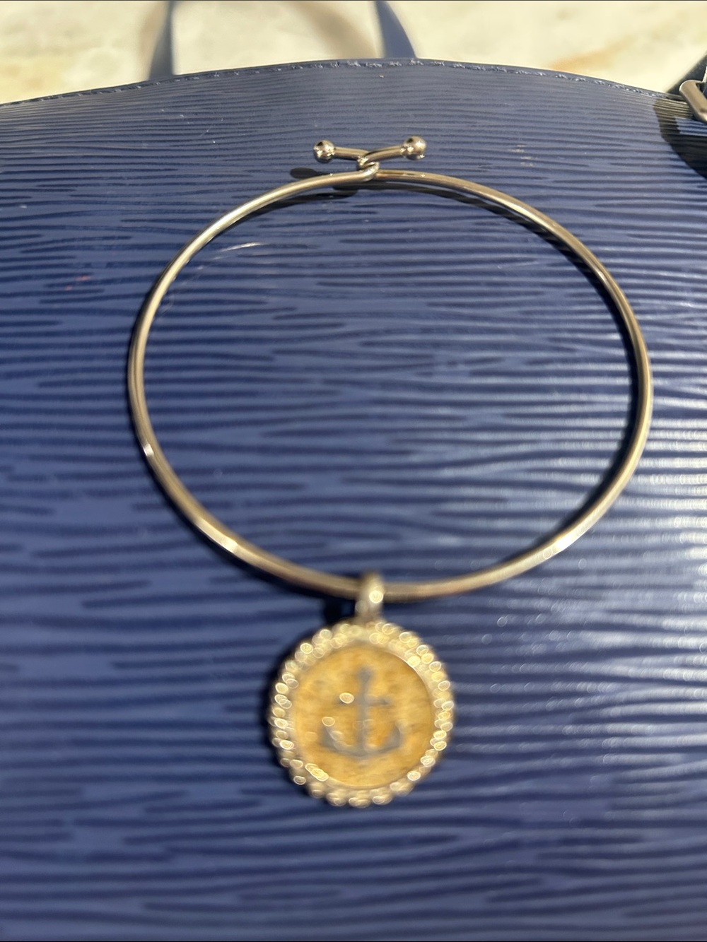 Sterling Silver Sand filled Anchor Charm Bangle Bracelet - Women's Jewelry